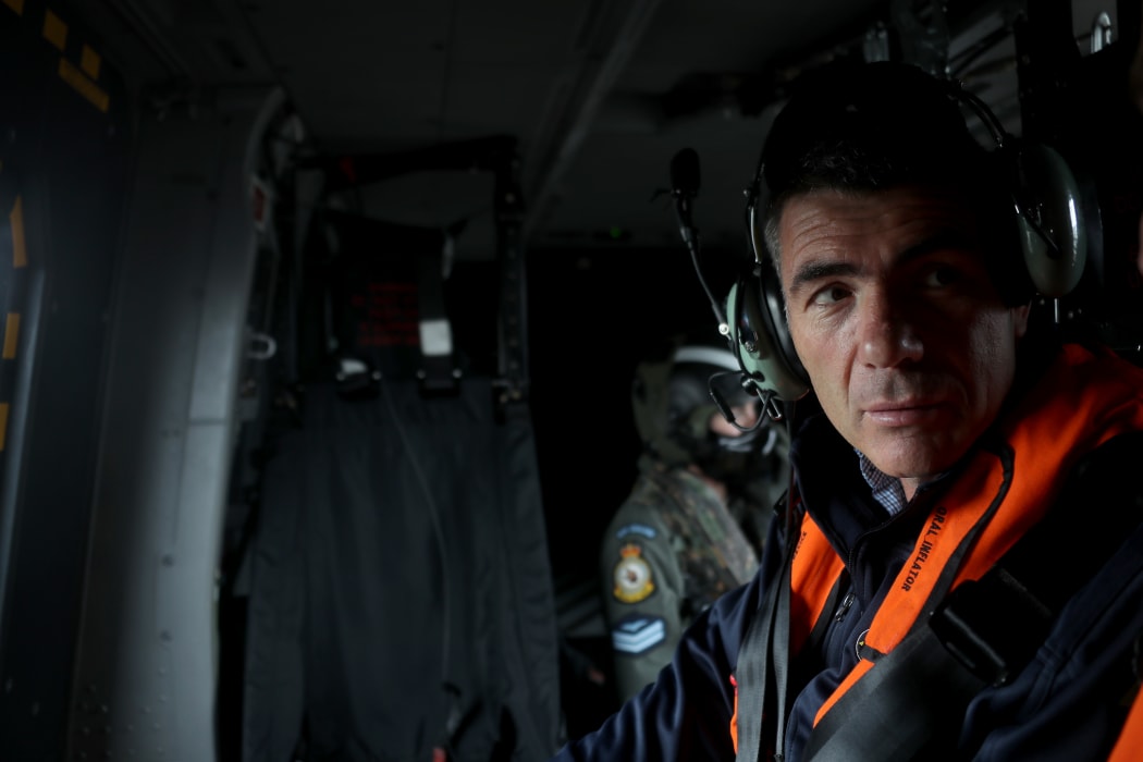 Civil Defence Minister Nathan Guy on his way to Kaikōura on 10 May 2017.