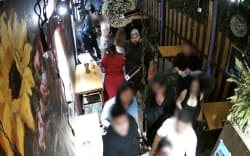 Video screengrab shows Winitana Dellow, in the black shirt, in the Common Room bar in Hastings on the night a violent brawl broke out in March 2026.