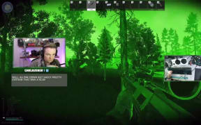 Humphrey Hanley playing Escape from Tarkov with his modified gaming rig.