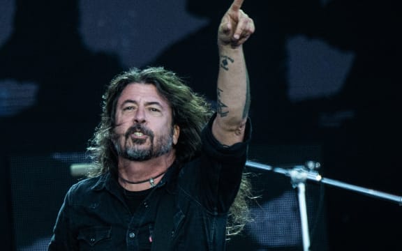US musician Dave Grohl of rock band Foo Fighters performs on the Orange Stage at Roskilde Festival on July 5, 2024 in Roskilde, Denmark.