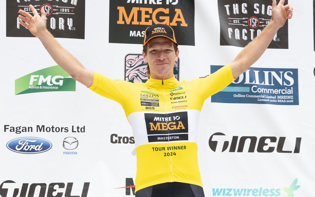 Aaron Gate tour winner of the New Zealand Cycle Classic Stage 5 Wellington Criterium at Lambton Quay,  Wellington,   Wellington. 14 January 2024. © Copyright image by Marty Melville / www.photosport.nz