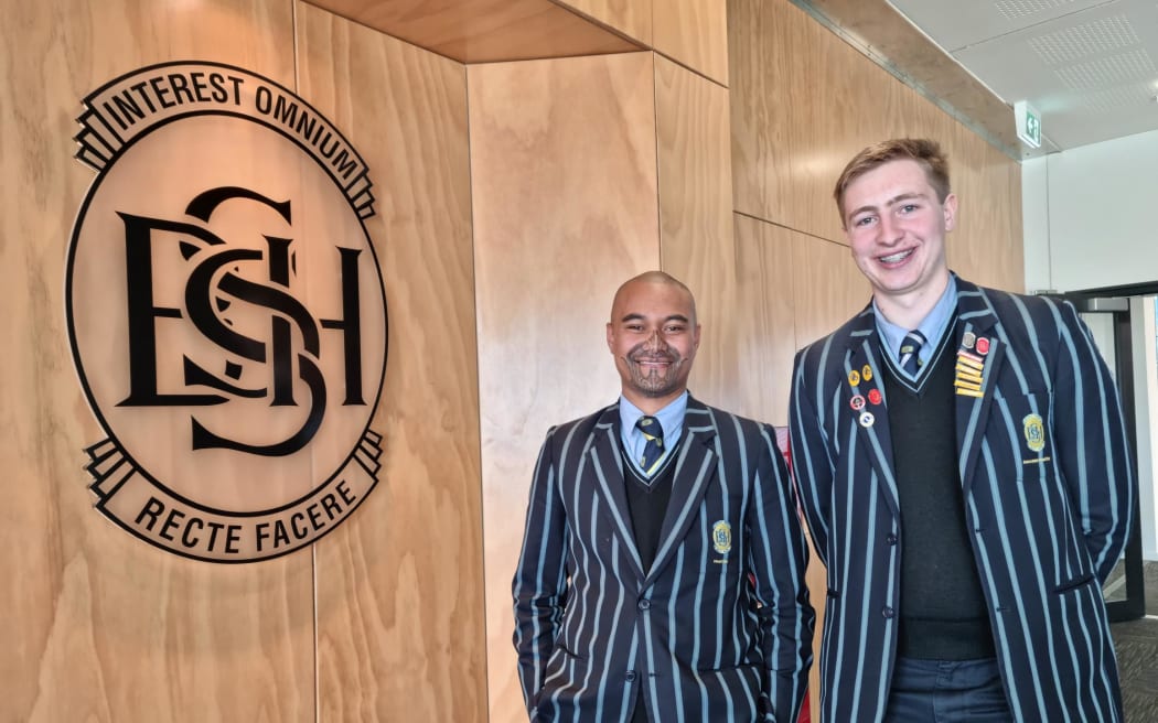 Shirley Boys' students Kururangi Wetini (left), Head Student and Associate Head Student Thomas Hopgood.