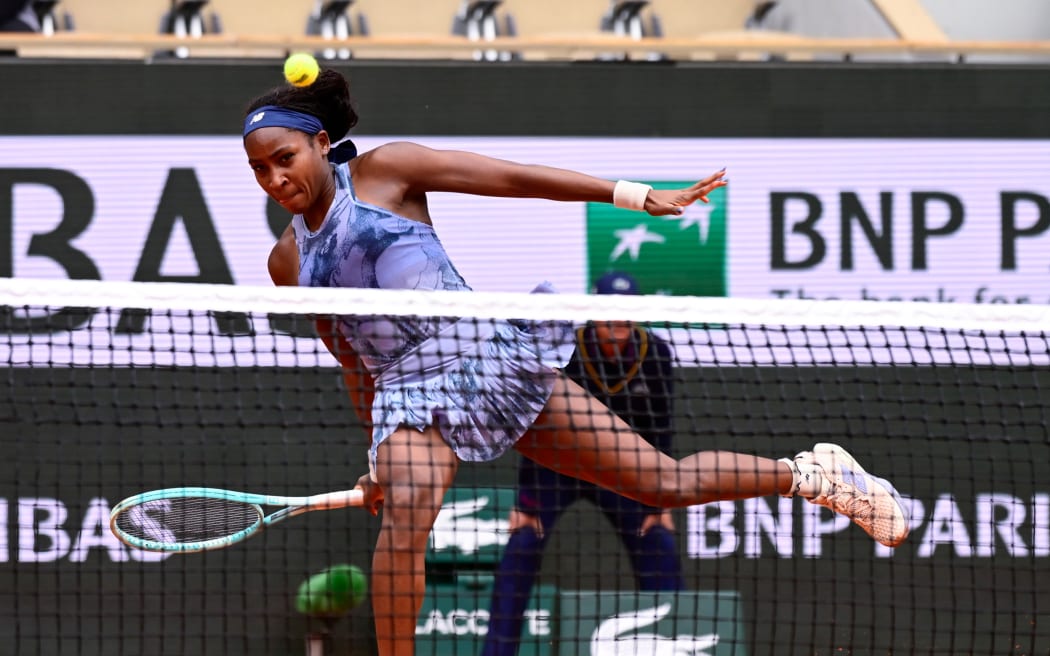 US tennis player Coco Gauff during the 2025 French Open at Roland Garros.