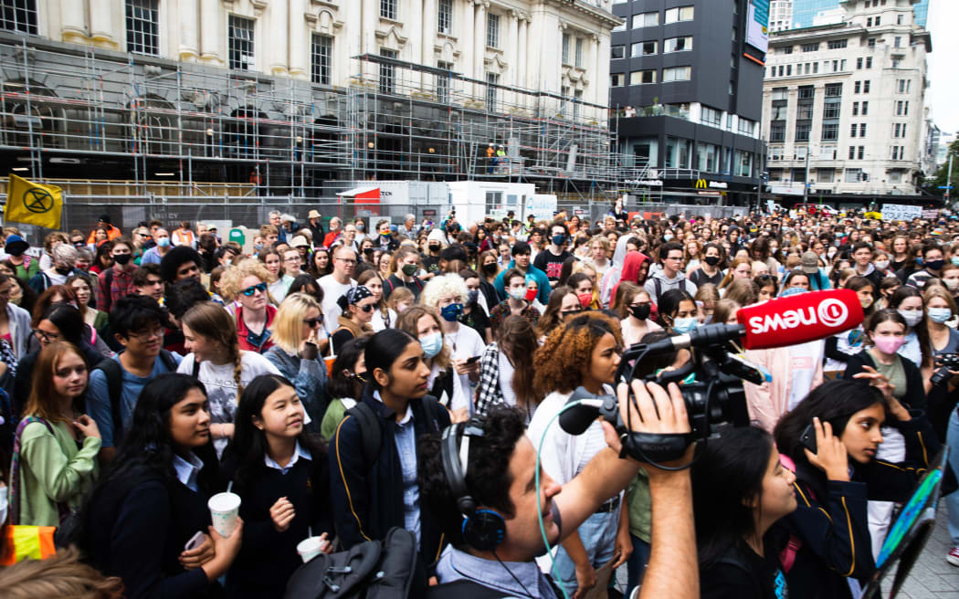 The crowd at the Auckland march.