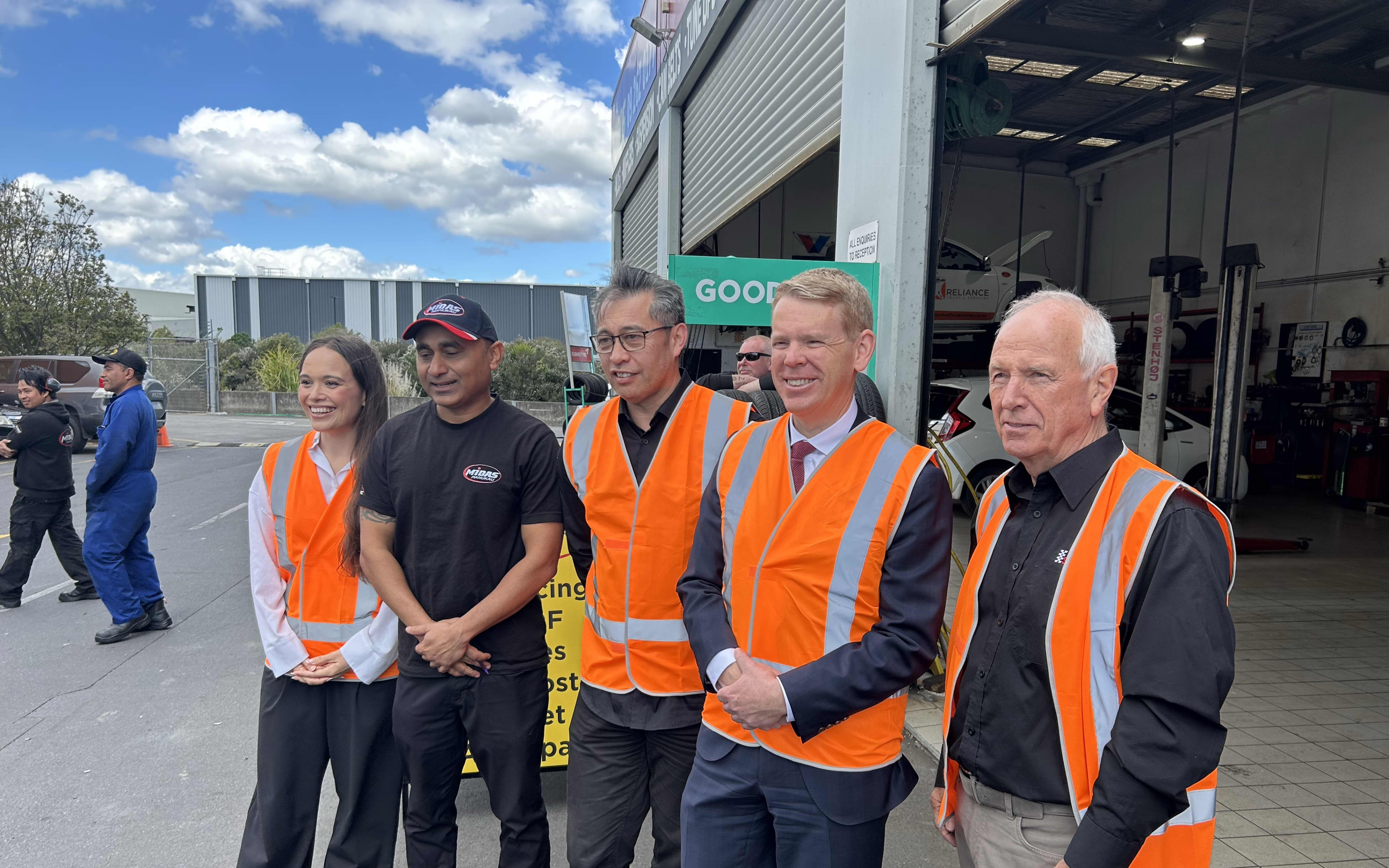 Labour's Chris Hipkins, Arena Williams and others at Midas Manukau, on the campaign trail, October 2026.