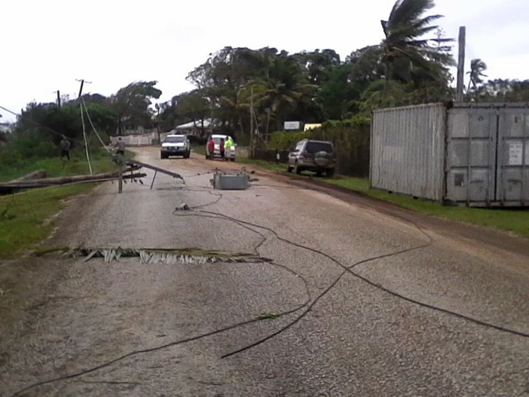 Power lines down after Cyclone Winston hit Vava'u