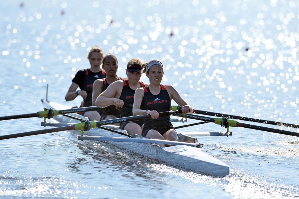 Grace Lewis (front) competing for Rutgers University.