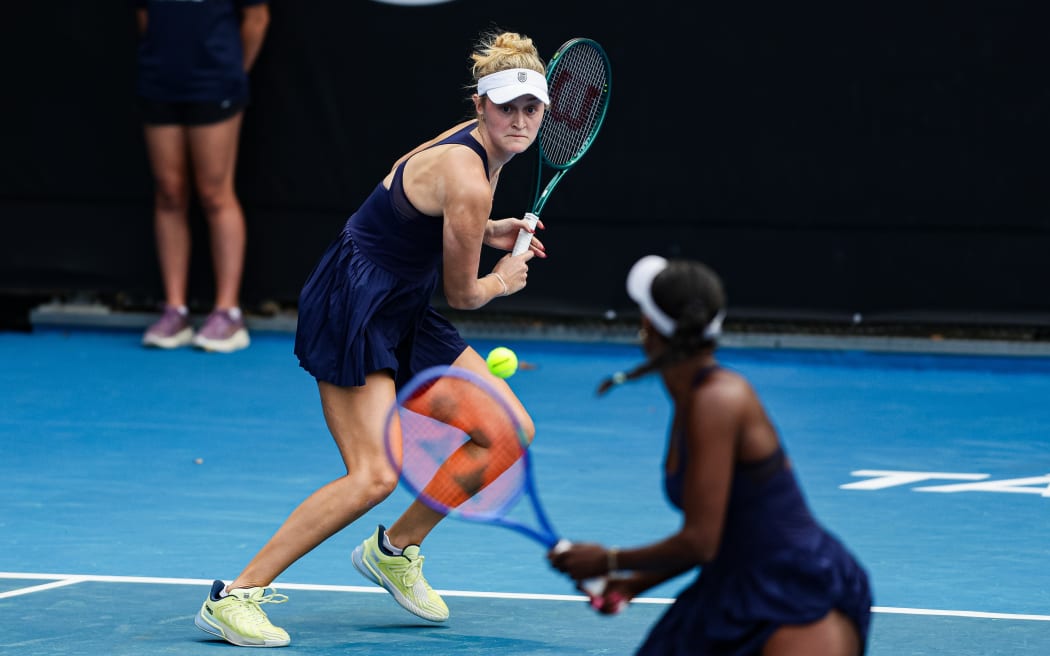 New Zealand's Erin Routliffe during Round 16 Doubles Women’s ASB Classic Tennis Tournament at Manuka Doctor Arena, Auckland, New Zealand on Tuesday 6 January 2026.
Photo: Joshua Devenie / www.photosport.nz