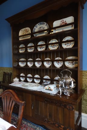 Katherine Mansfield's childhood house - period China displayed in the dining room.