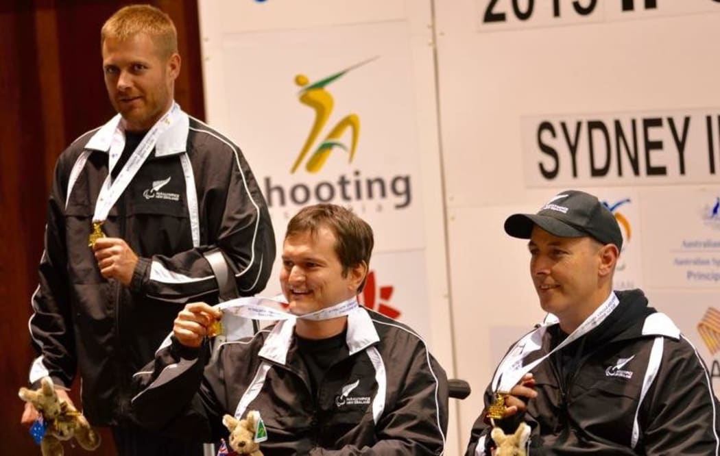 Phillip Skinner, Jason Eales, Michael Johnson win gold in the R5 at the IPC Shooting World Cup, 2015.