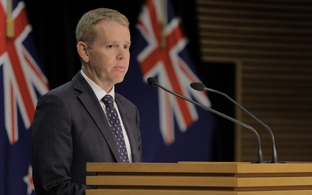 Prime Minister Chris Hipkins speaks to the media