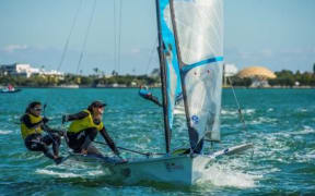 Polly Powrie and Jo Aleh in action in Miami