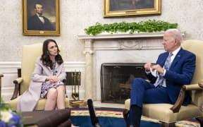 Prime Minister Jacinda Ardern meets US President Joe Biden in the Oval Office at the White House in Washington, DC.
