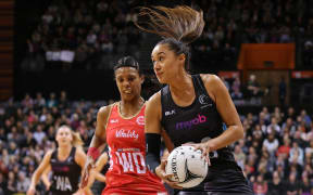 New Zealand shooter Maria Tutaia in action during the Taini Jamison Trophy international netball match - Silver Ferns v England played at Claudelands Arena, Hamilton, New Zealand on Wednesday 13 September 2017.
