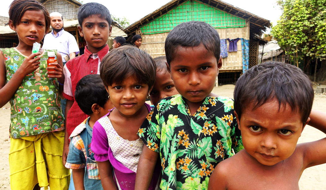 Children at a Sittwe refugee camp in the Rakhine State