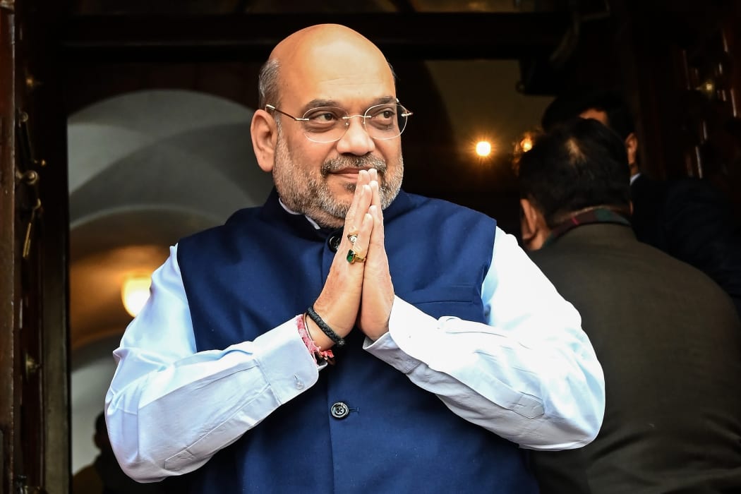 (File photo) India's Home Minister Amit Shah on 1 February arriving at Parliament House, New Delhi.