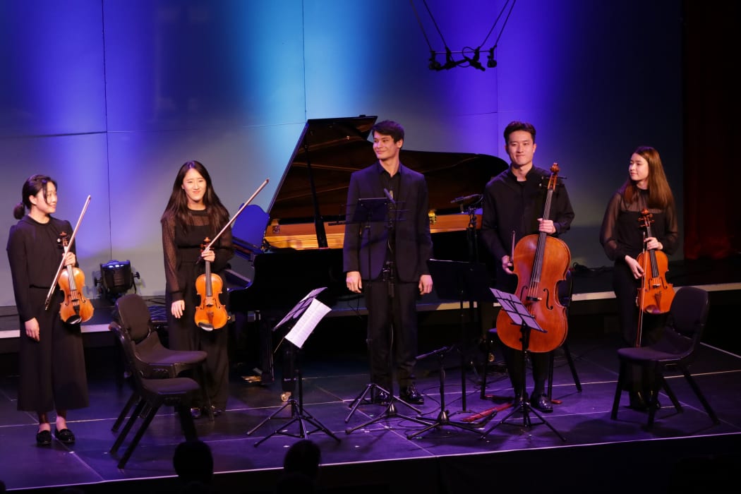 Will King, KiHei Lee, Christine Lee, Cecile McNeill and Dominc Lee at the Wakatipu Music Festival.