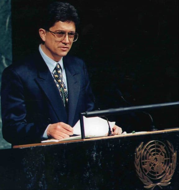 Tuariki Delamere at the United Nations.