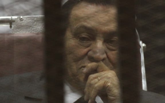 Former president Hosni Mubarak in court for sentencing on Wednesday.
