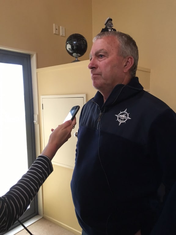 White Island Tours managing director Peter Tait speaks to reporters after the company's flagship PeeJay V sank following a fire near Whakatane on 18 January 2015.