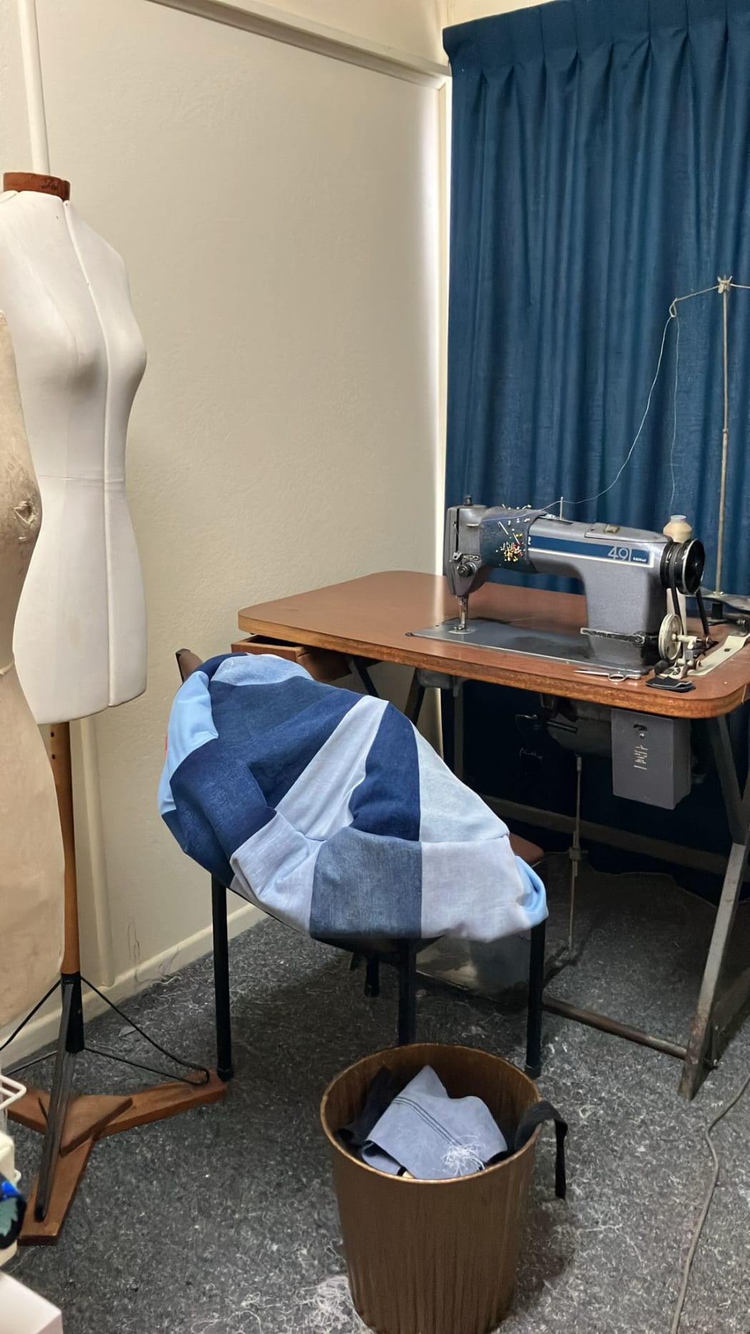 Photo shows a sewing studio.