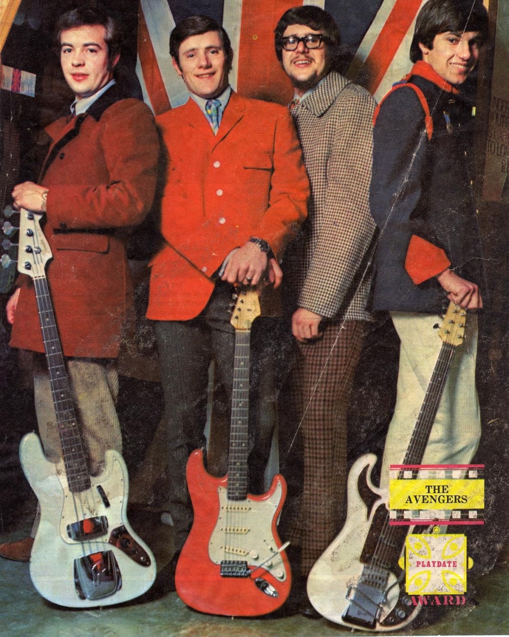 The Avengers pose for a publicity shot in 1967. From left to right Eddie McDonald (bass), Dave Brown (guitar), Hank 'Ian' Davis (drums) and guitarist / keyboard player Clive Cockburn.