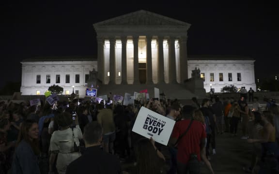 Pro-choice and anti-abortion activist rally outside of the US Supreme Court on May 03, 2022 in Washington, DC.