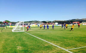 The Federated States of Micronesia play Vanuatu at the Pacific Games on Tuesday. They lost 46-0