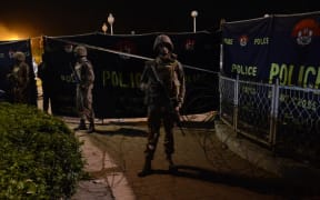 Security forces at the explosion site after a suicide bomber blew himself up in a crowded park in Lahore on Easter Sunday.