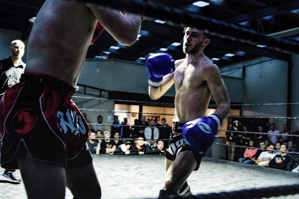 Sam Shepherd and his opponent.