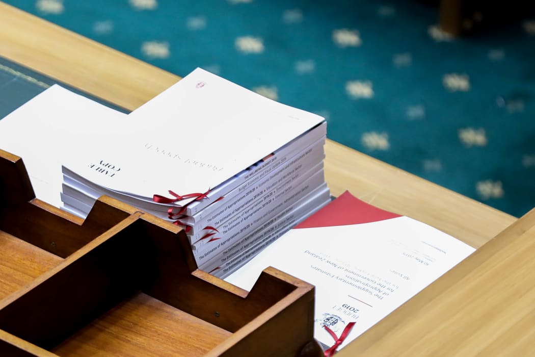 Copies of the Budget 2019 documents on the table in the middle of the debating chamber.