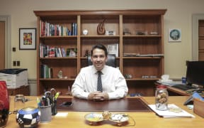 Simon Bridges in his office.