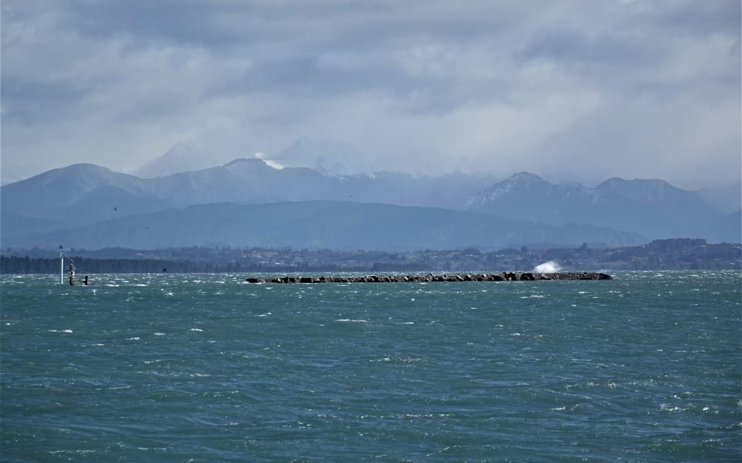 Western ranges and Takaka Hill across Tasman Bay.