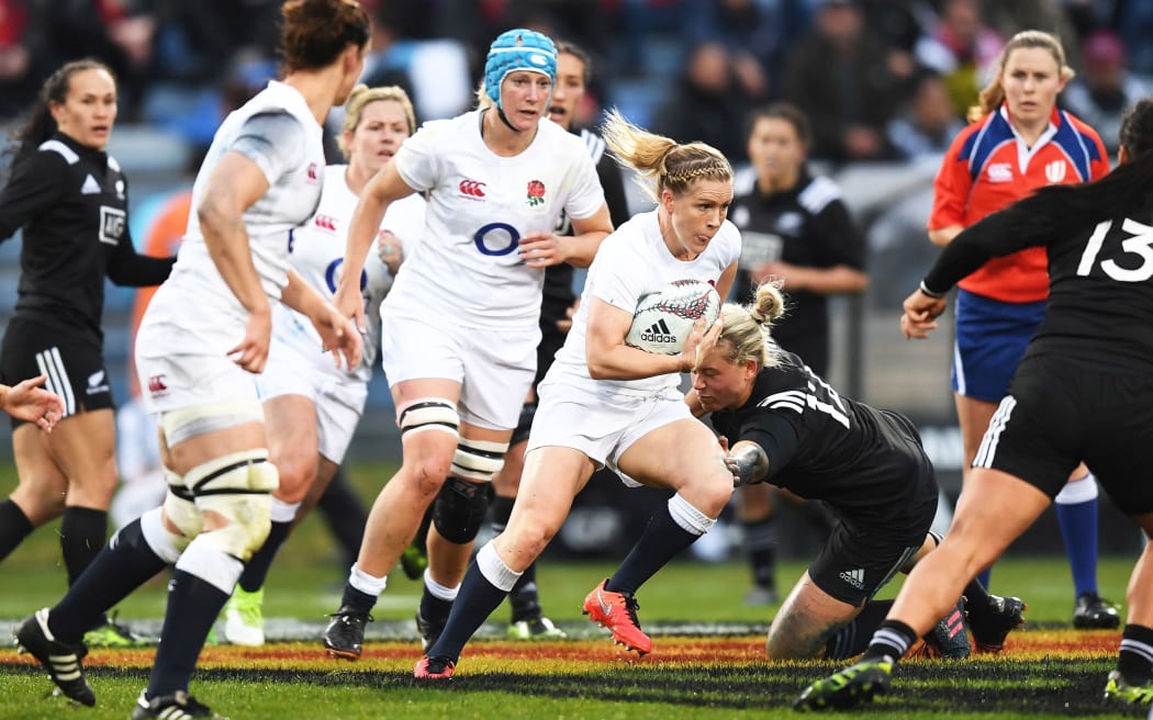 England playing the Black Ferns at Twickenham in 2017