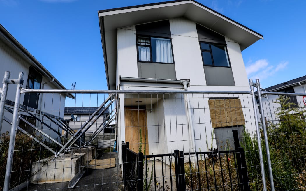 One of the state houses that started to float in the Auckland Anniversary weekend flooding in 2023.