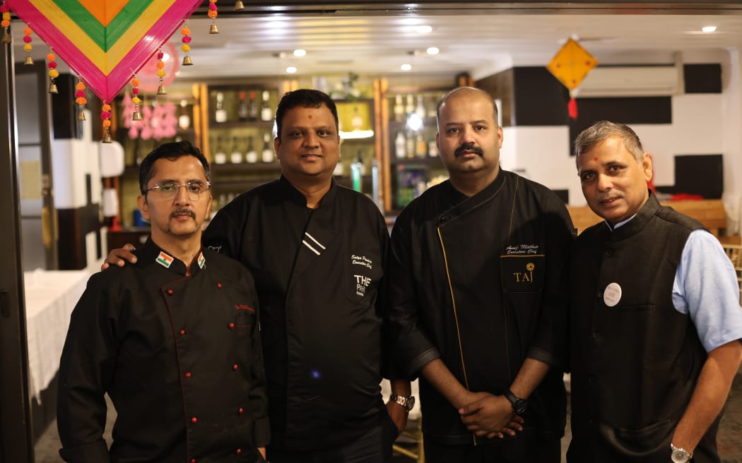(From left) Suprabhat Banerjee, Satyanarayana Pandari, Anuj Mathur and Prem Ram are chefs from India.