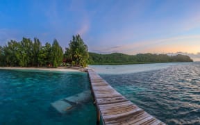 A pier at Carp Island, Palau.