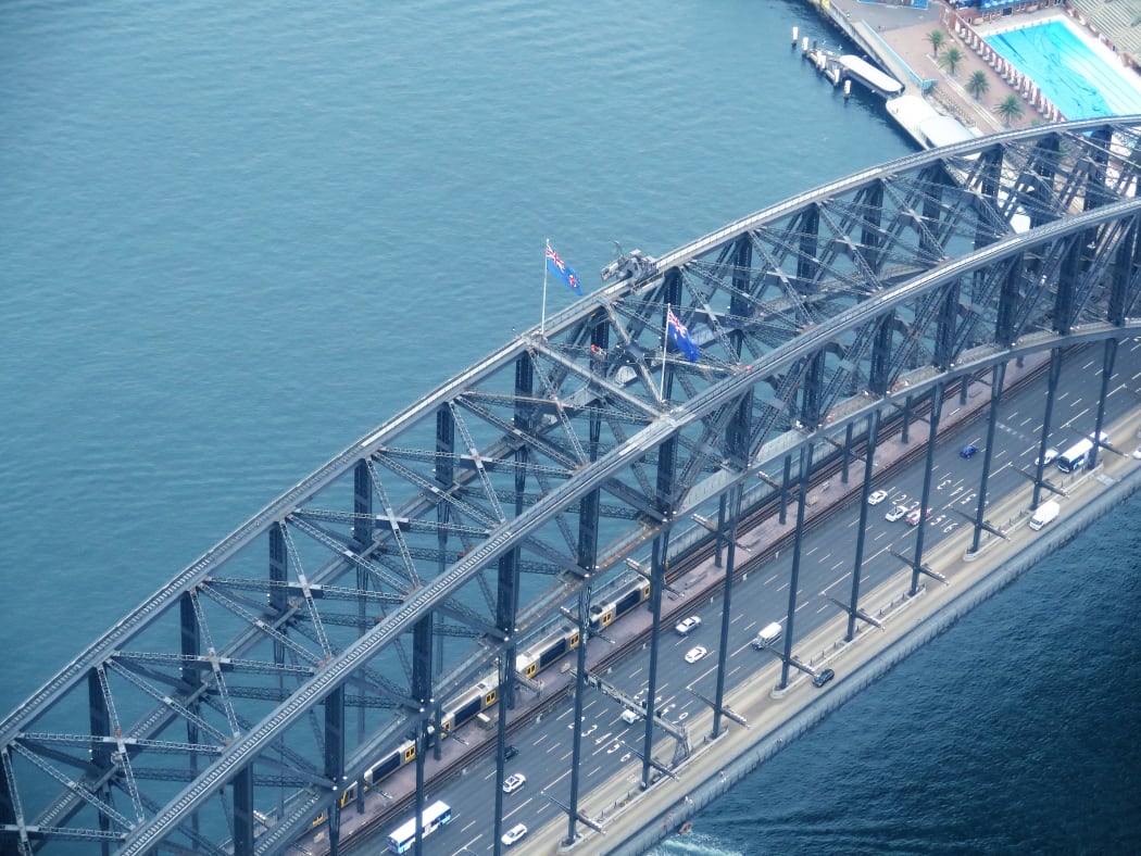Sydney Harbour Bridge from 1000 feet above.