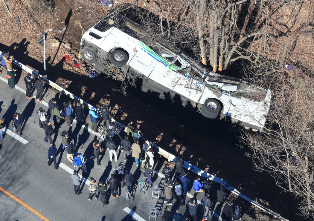 The bus crashed about 2am, killing 27 people, many reportedly in their 20s.