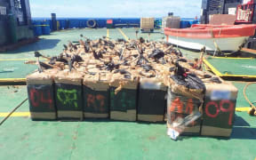 The drugs were discovered on board, but authorities have not revealed the vessel's name or flag state. (Supplied: Marine Nationale)