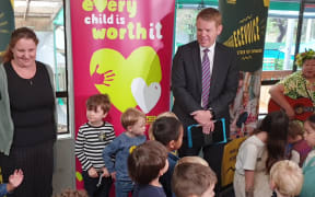 Minister of Education Chris Hipkins announcing extra funding to give early childhood teachers pay parity.