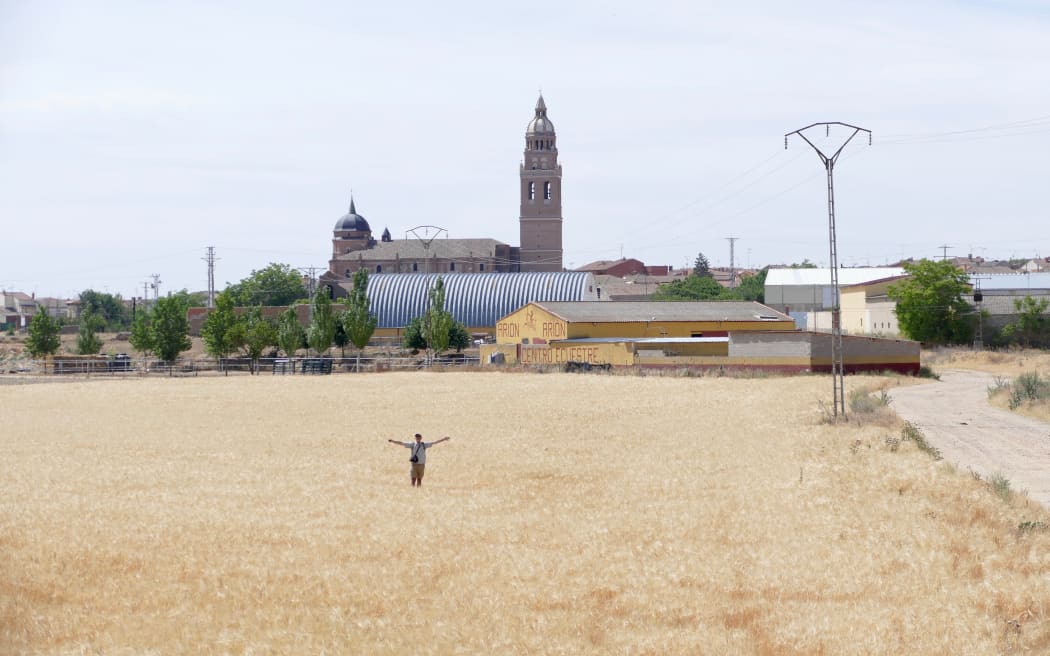 Greg Hill in a wheatfield outside Alaejos