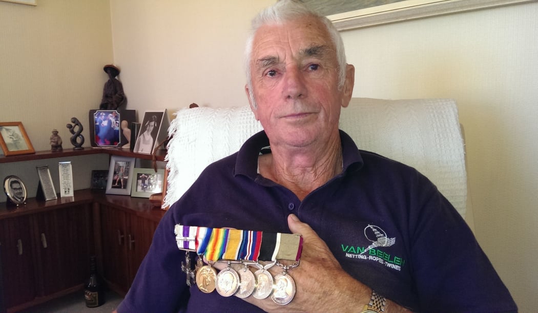 Rod, with his father's medals.