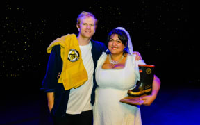 New Zealand International Comedy Festival winners for 2025 -Hoani Hotene and Angella Dravid.