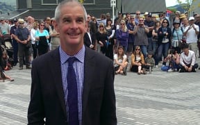 Andrew Turner was one of those to cut the ribbon and officially open the square.