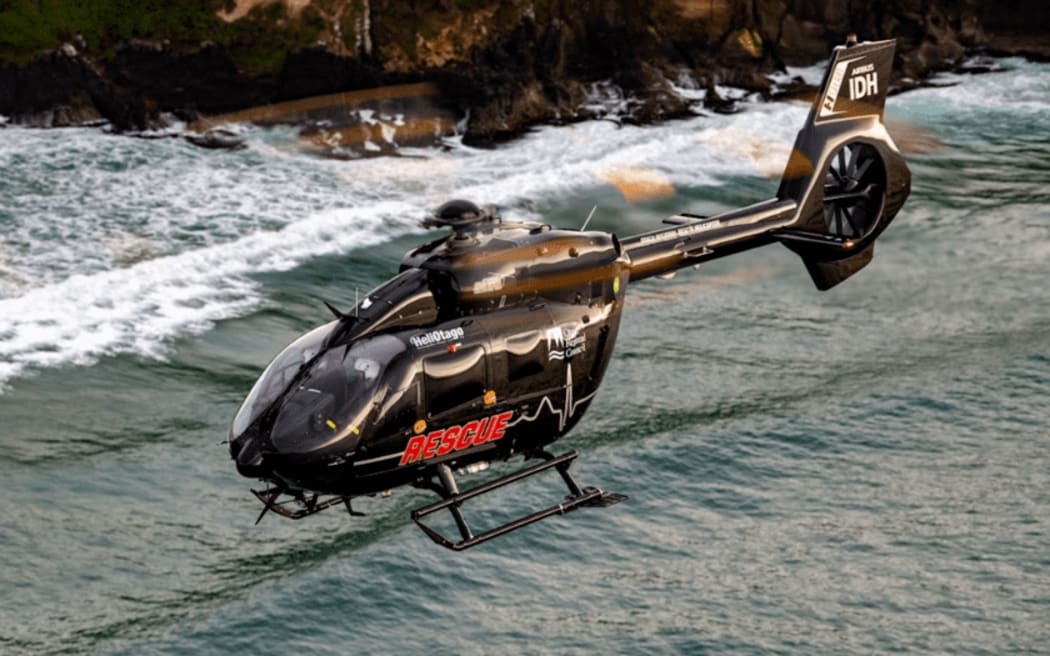 The Otago Rescue Helicopter Trust Airbus H145 twin-engine helicopter in flight.
