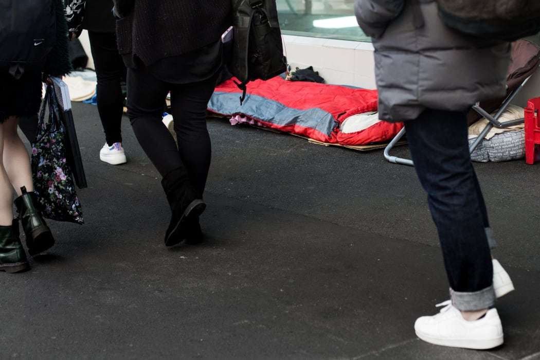 General vision of homelessness in Auckland central city.