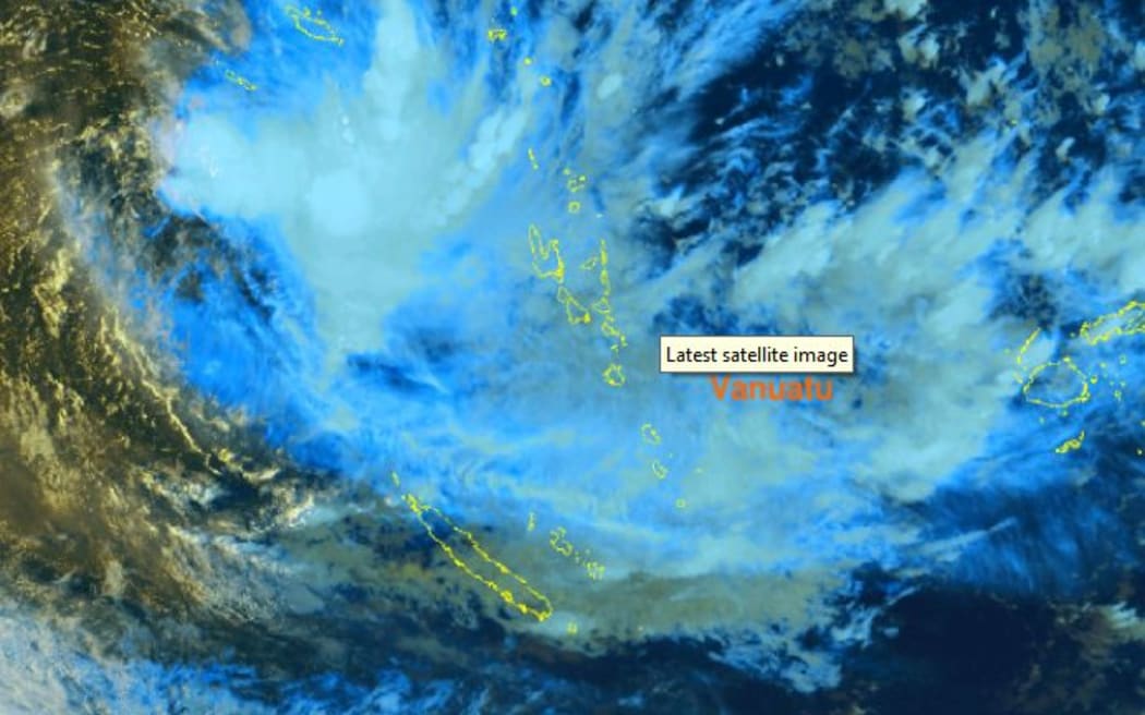 Image shows Tropical Cyclone Iris moving away from Vanuatu.