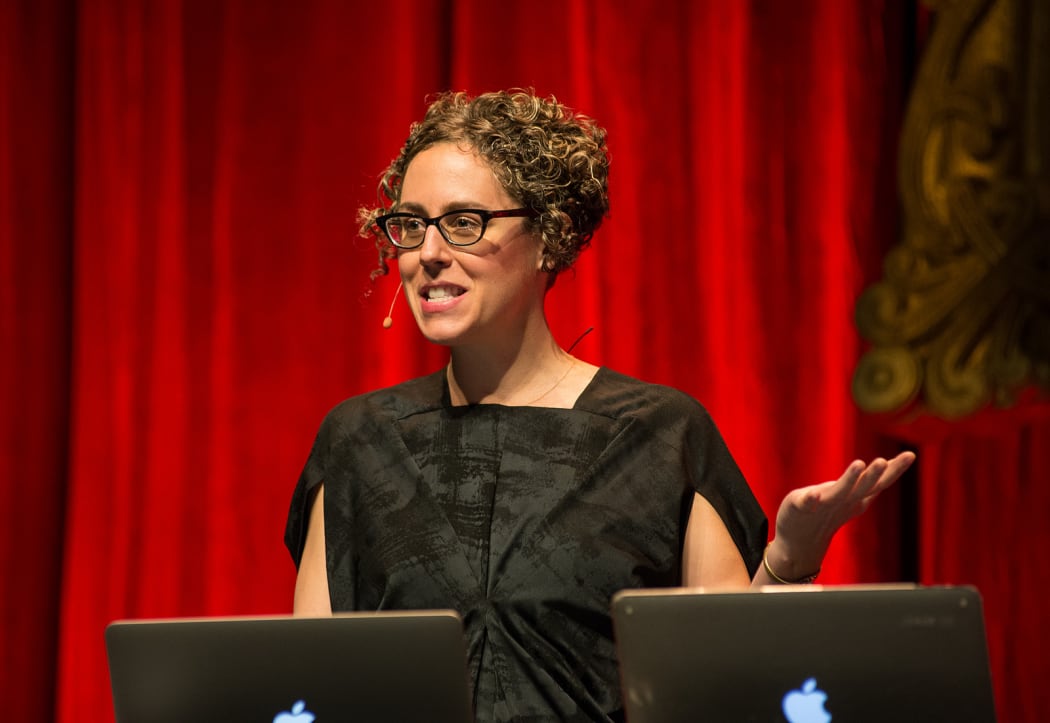 Liz Danzico on stage at Webstock