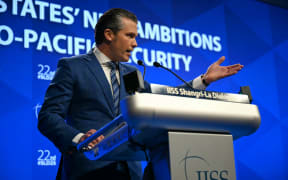 US Defence Secretary Pete Hegseth speaking at the IISS Shangri-La Dialogue security summit in Singapore, on 31 May, 2025.